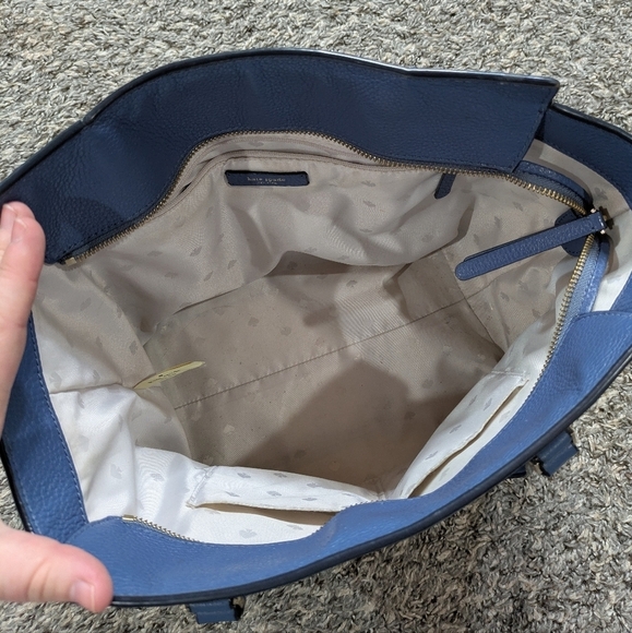 Kate Spade Blue Pebbled Leather Satchel Tote Bag - Picture 14 of 16